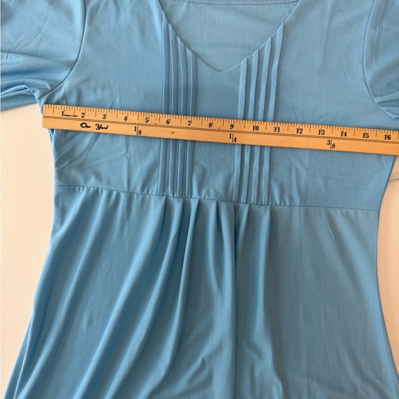 Ice Silk Blue Women's Dress ruffle sleeve dress. Size medium. - Picture 6 of 8